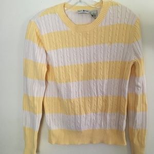 Duck Head Crew Neck Cable Pullover Yellow White